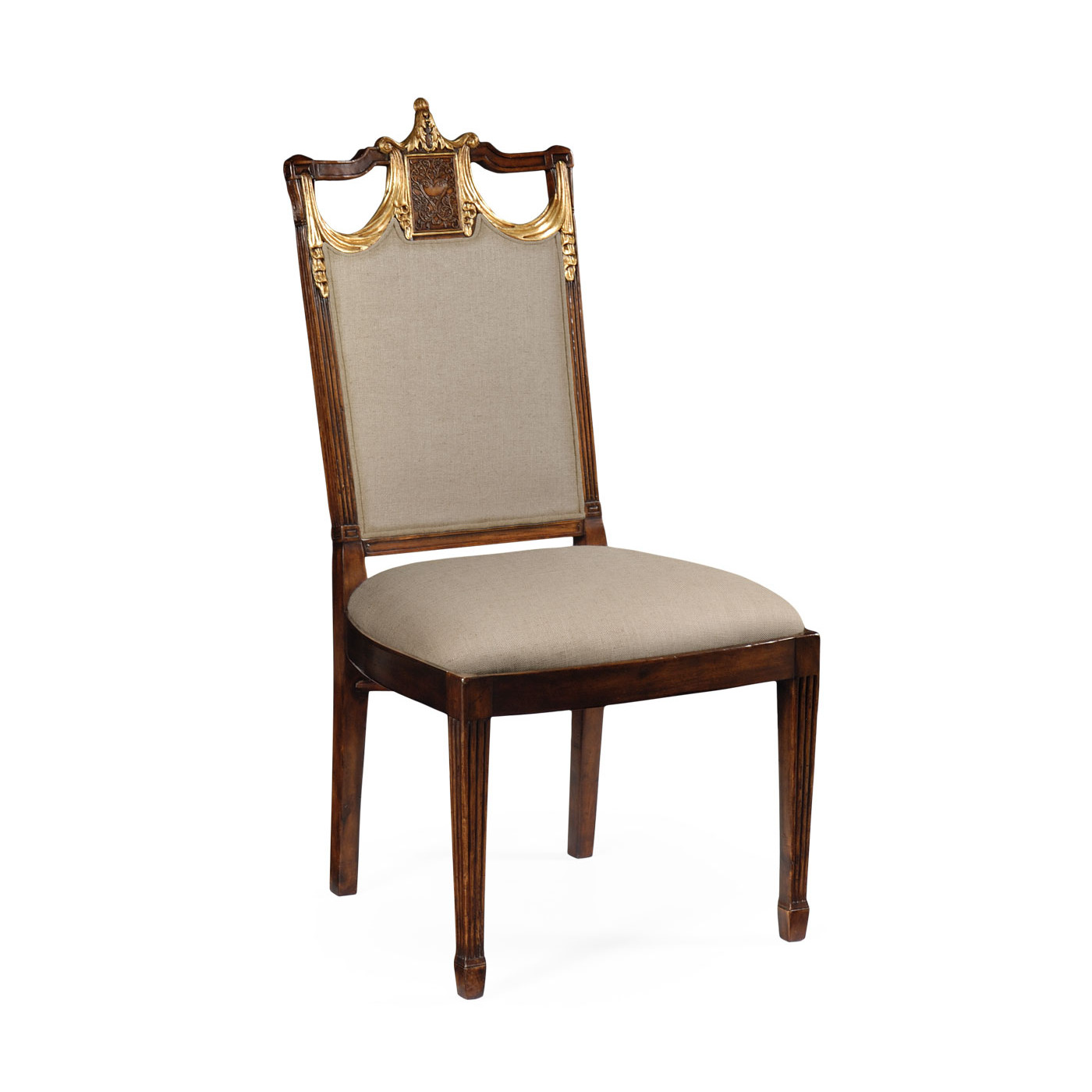 Neo-classical dining chair with gilded swag back (Side)