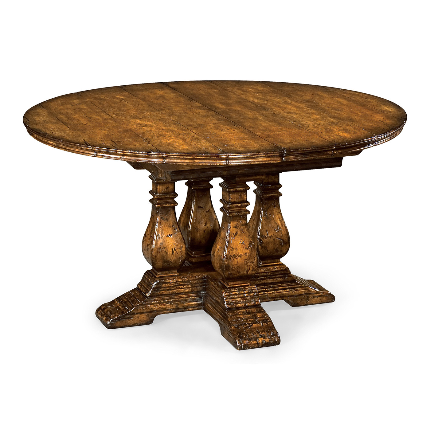 Country Walnut Round Extending Dining Table 54
