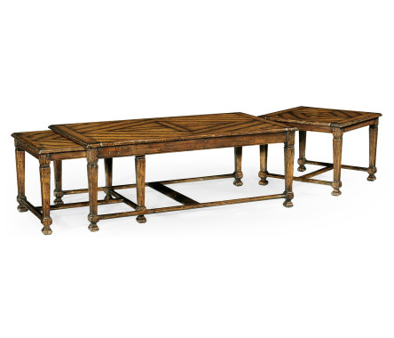 Rustic walnut nesting coffee table