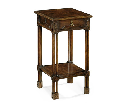 Dark crotch walnut square lamp table