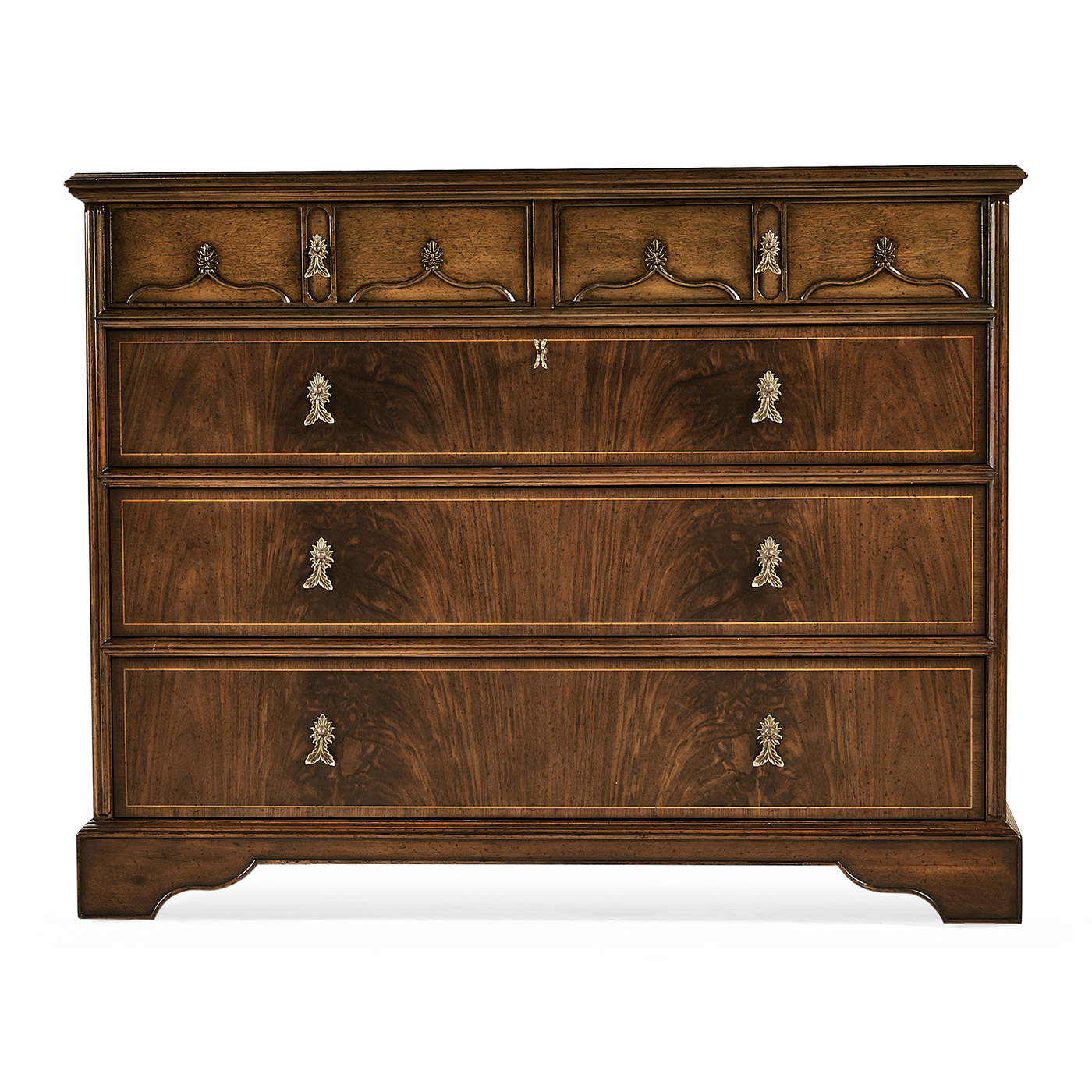 Chippendale gothic large chest of five drawers