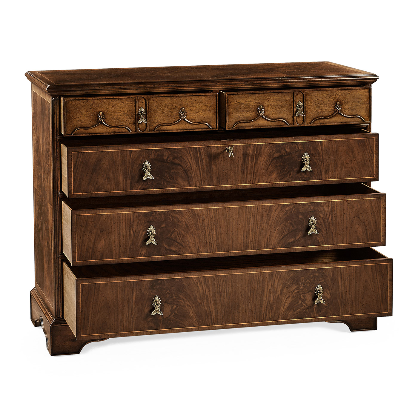 Chippendale gothic large chest of five drawers