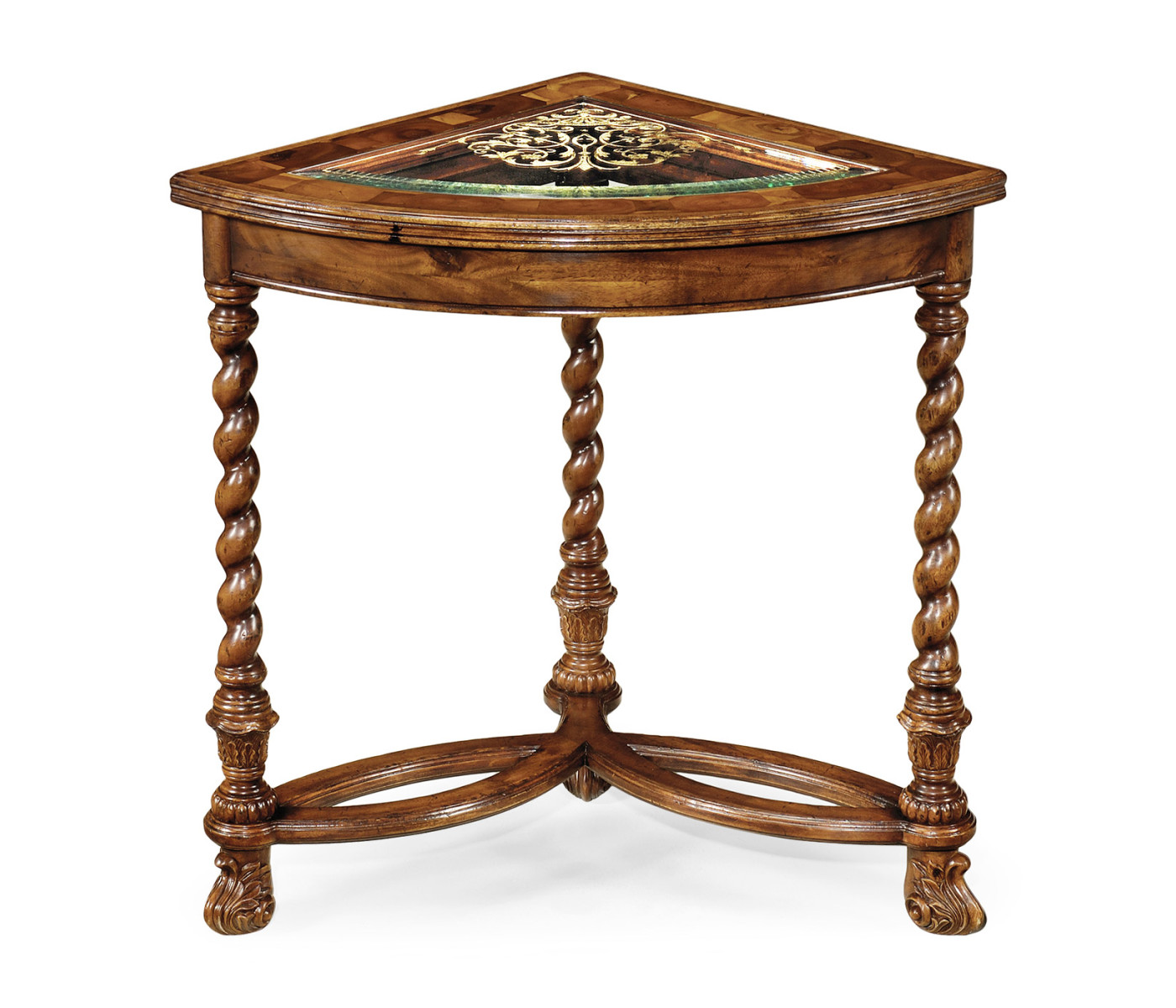 Oyster & églomisé corner table