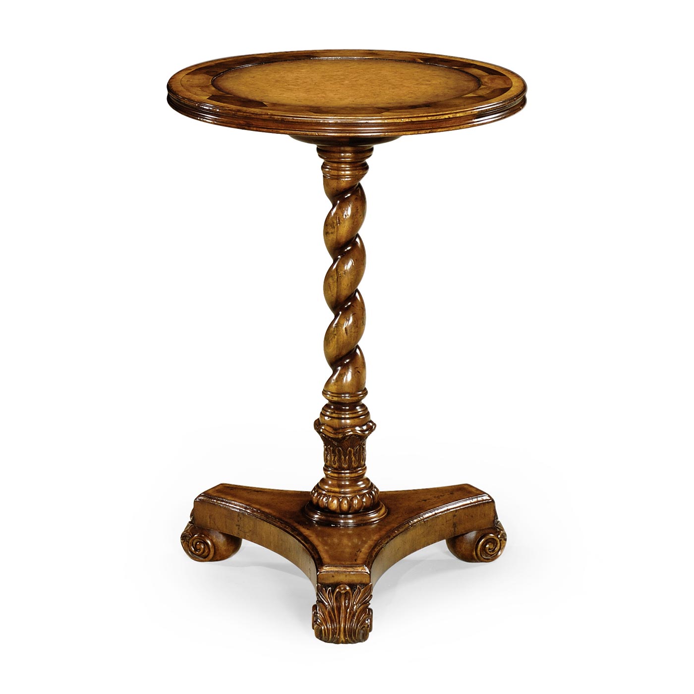 Oyster round lamp table leather inset top