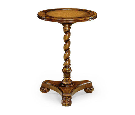 Oyster round lamp table leather inset top