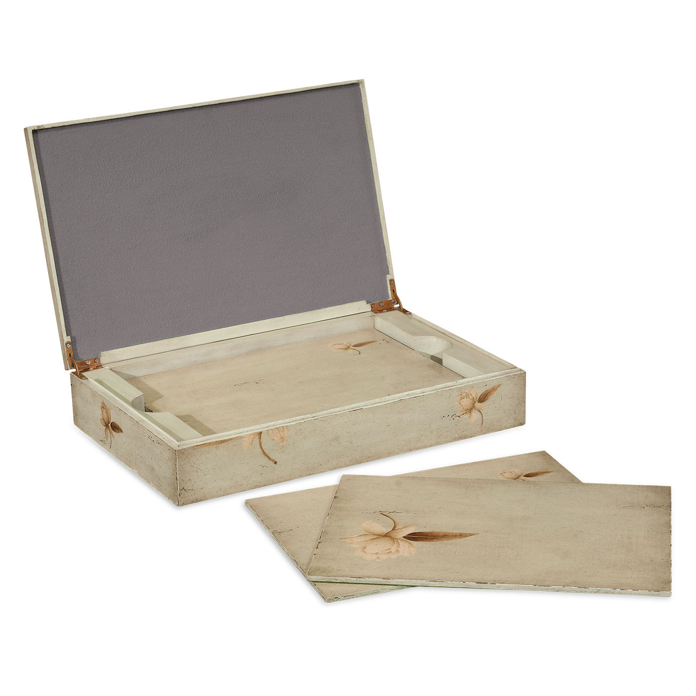 Placemats Box with Painted Floral Design