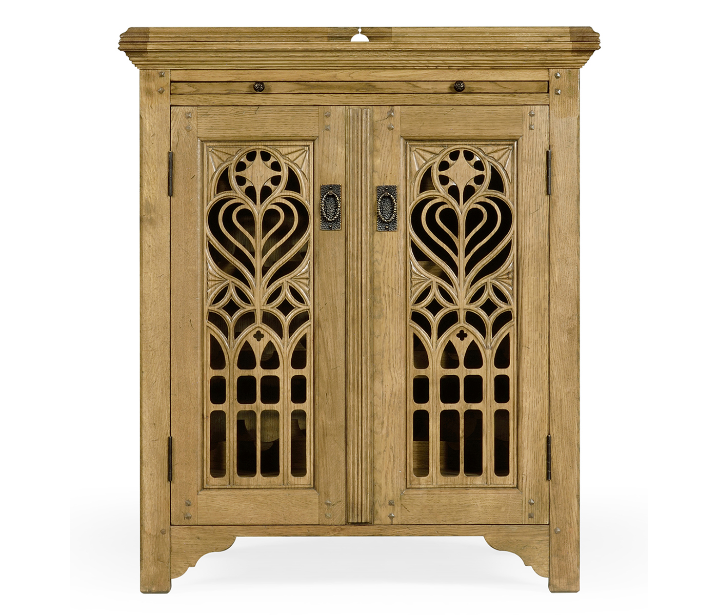 Gothic Natural Oak Wine Cabinet Small