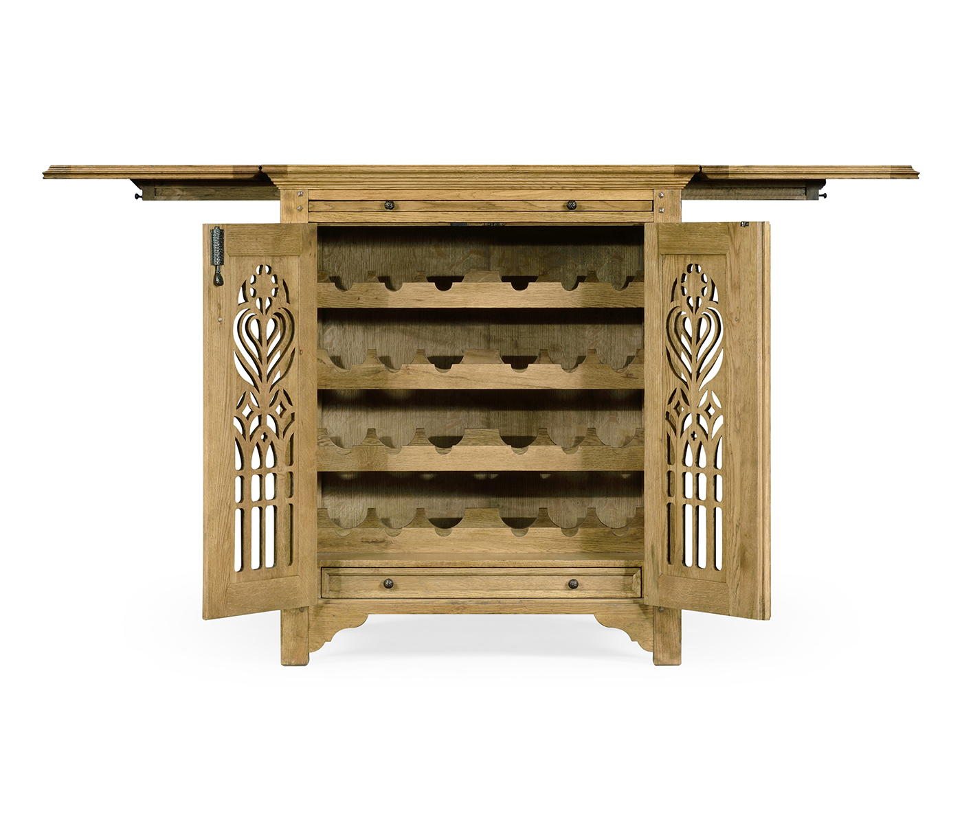 Gothic Natural Oak Wine Cabinet Small