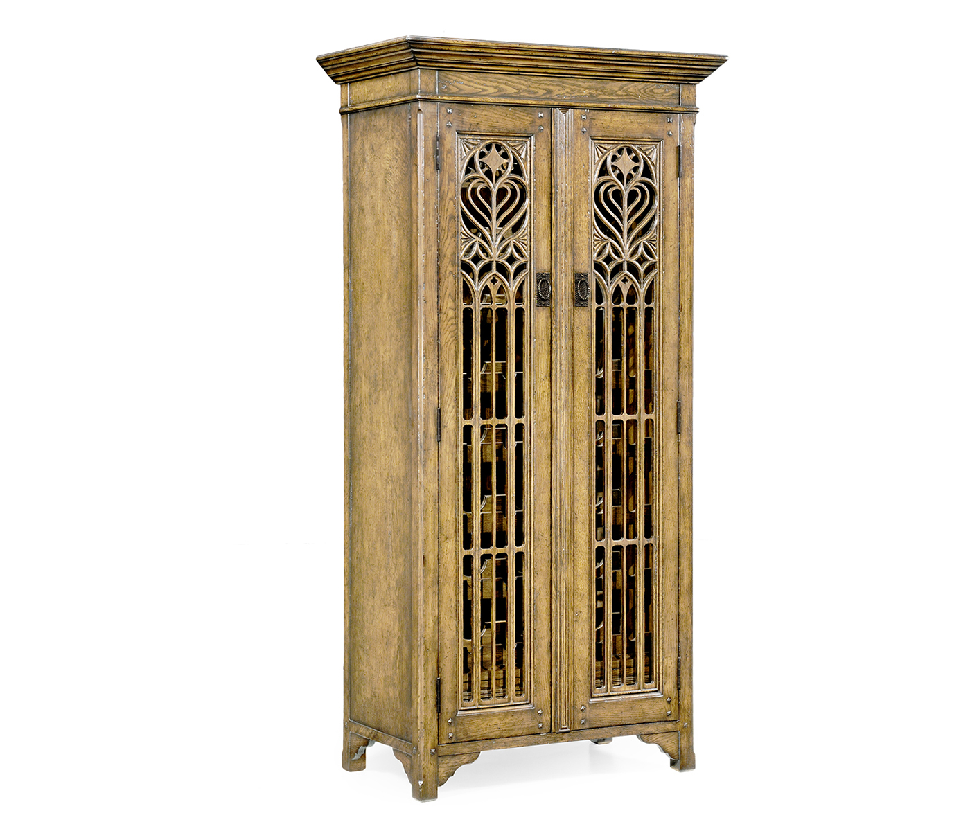 Tall Gothic Natural Oak Wine Cabinet