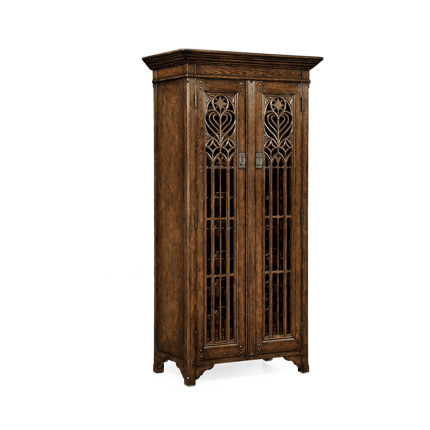 Tall Gothic Dark Oak Wine Cabinet