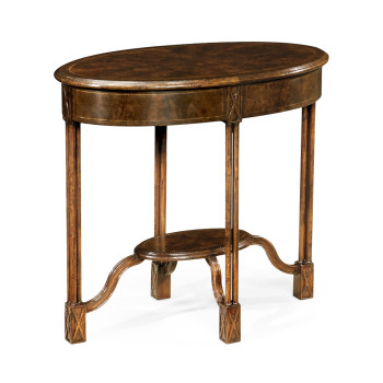 Dark walnut oval side table