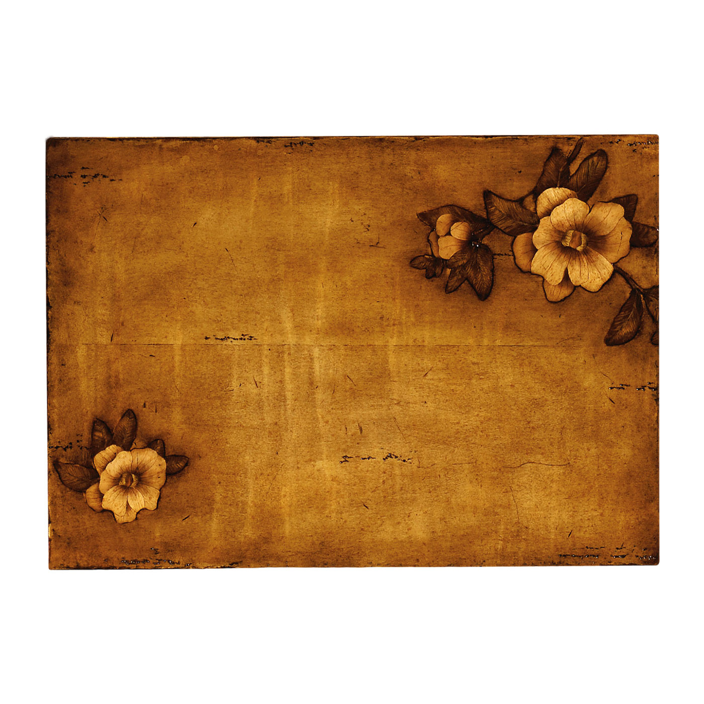 Walnut raised floral side table