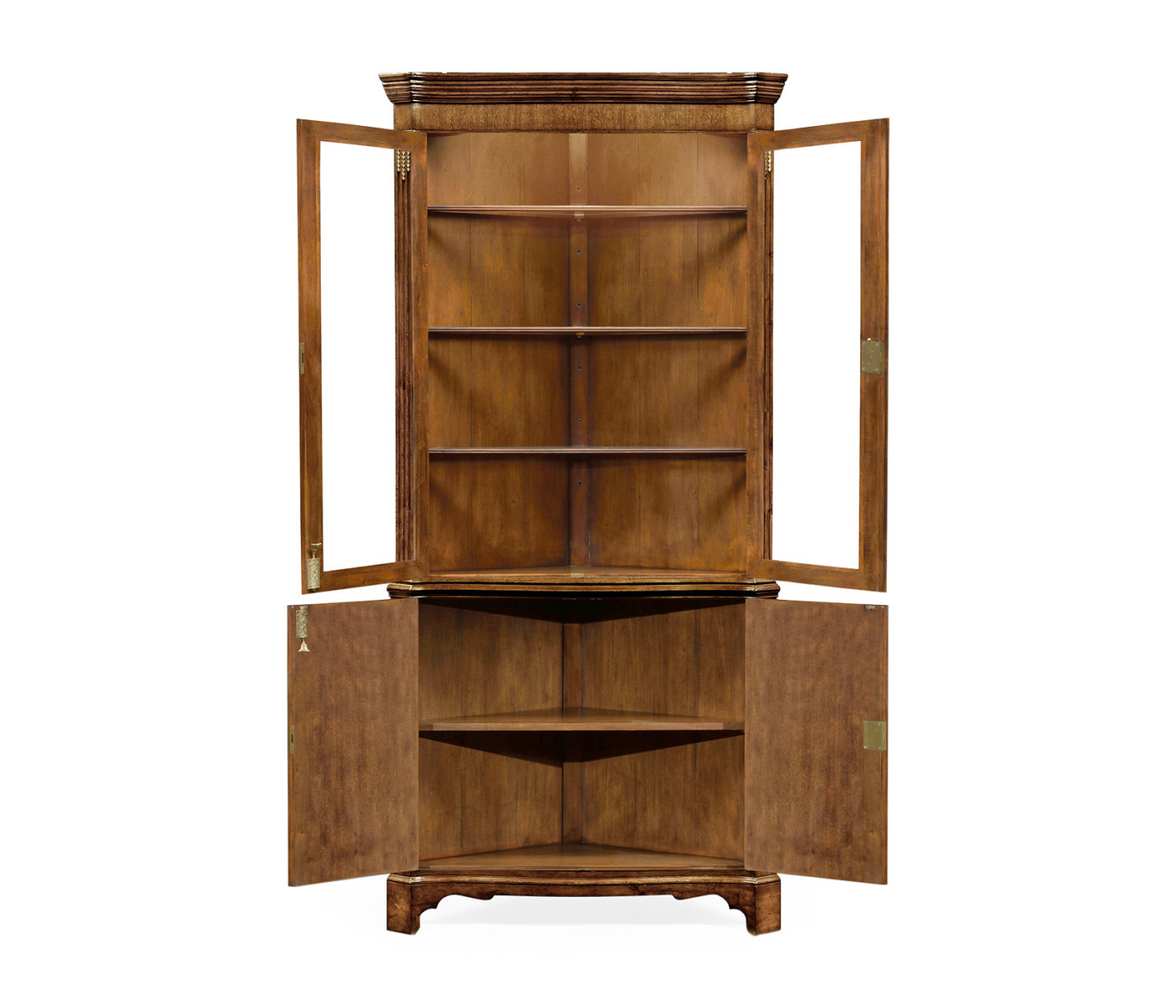 Serpentine Walnut Corner Cabinet