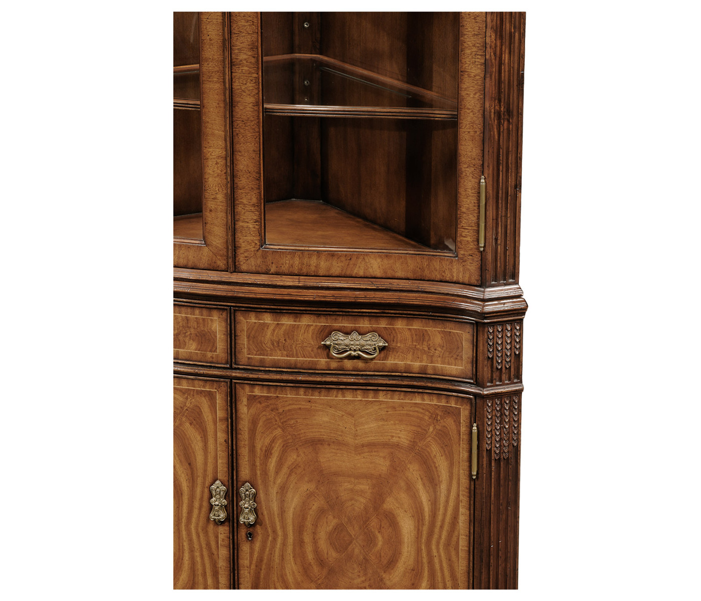 Serpentine Walnut Corner Cabinet