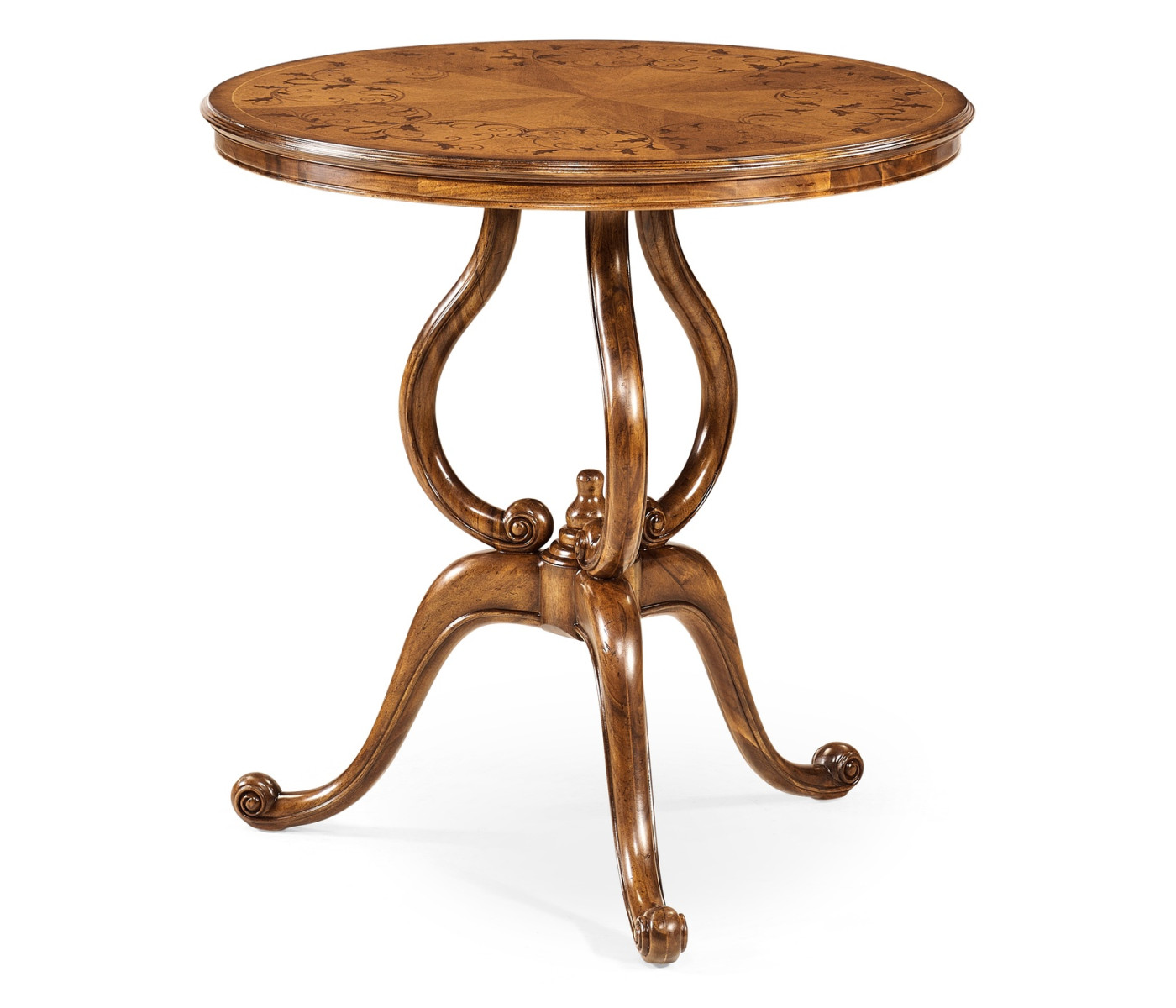 Walnut lamp table with satinwood inlaid top
