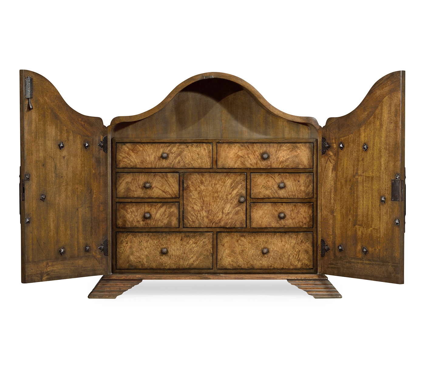 Walnut with heavily patinated brass fittings humidor