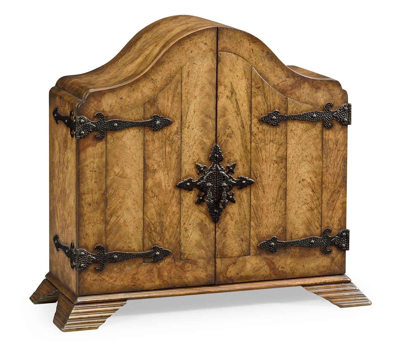 Walnut with heavily patinated brass fittings humidor