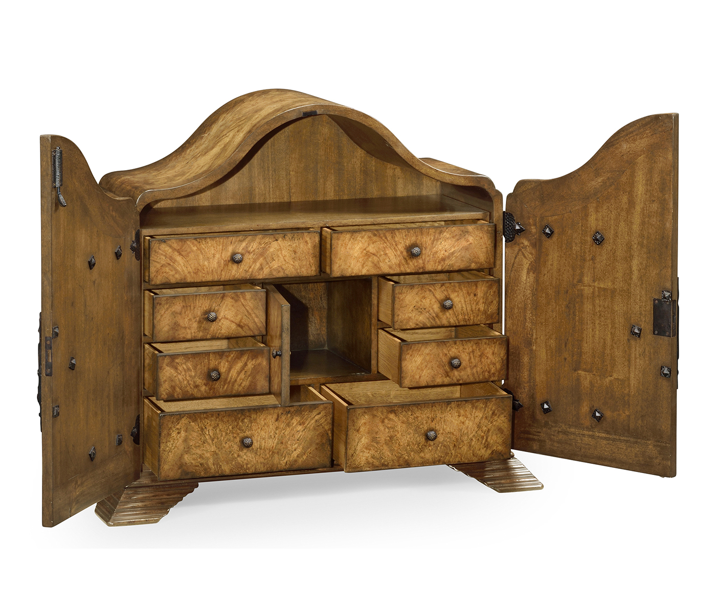 Walnut with heavily patinated brass fittings humidor