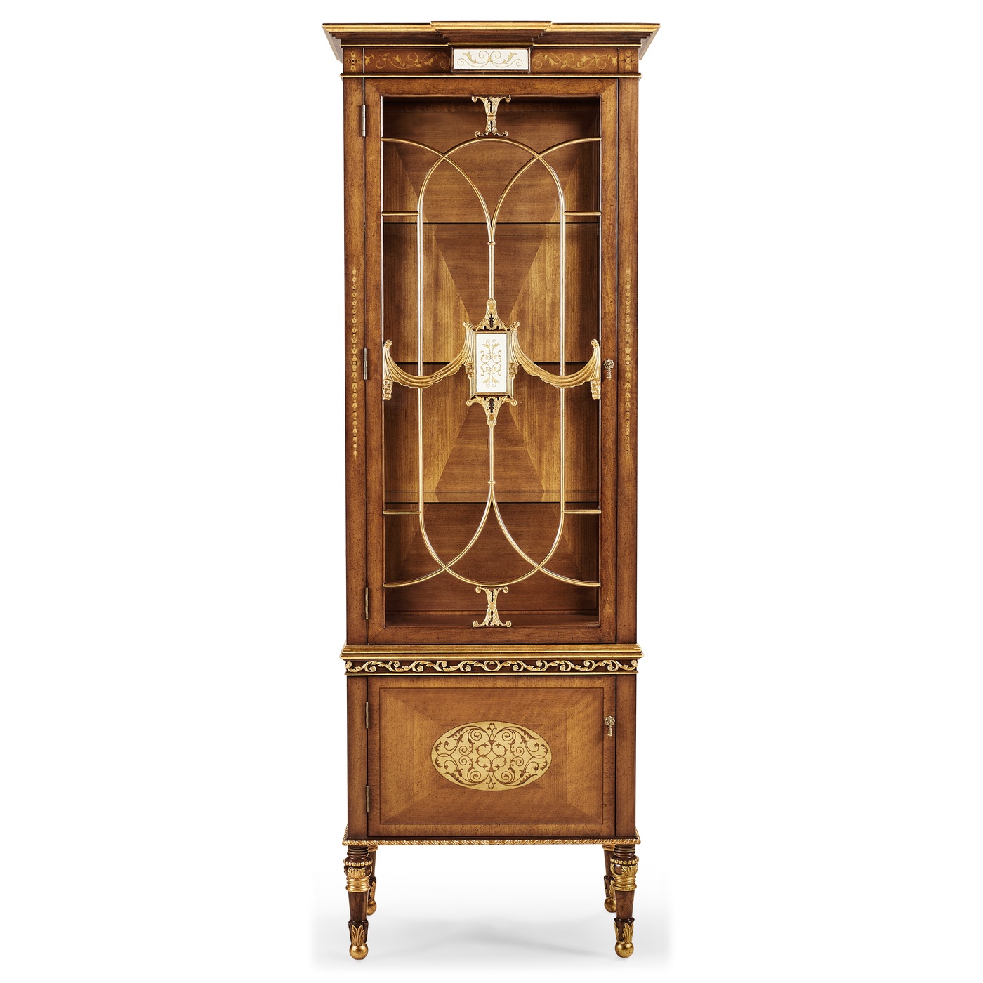 Narrow Satinwood Display Cabinet