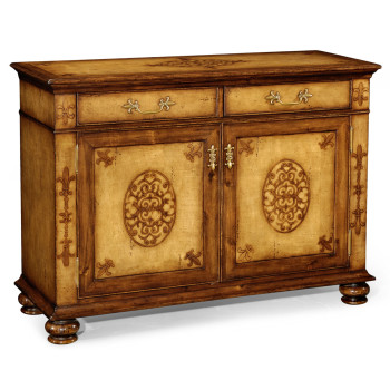 Raised veneer two door cabinet