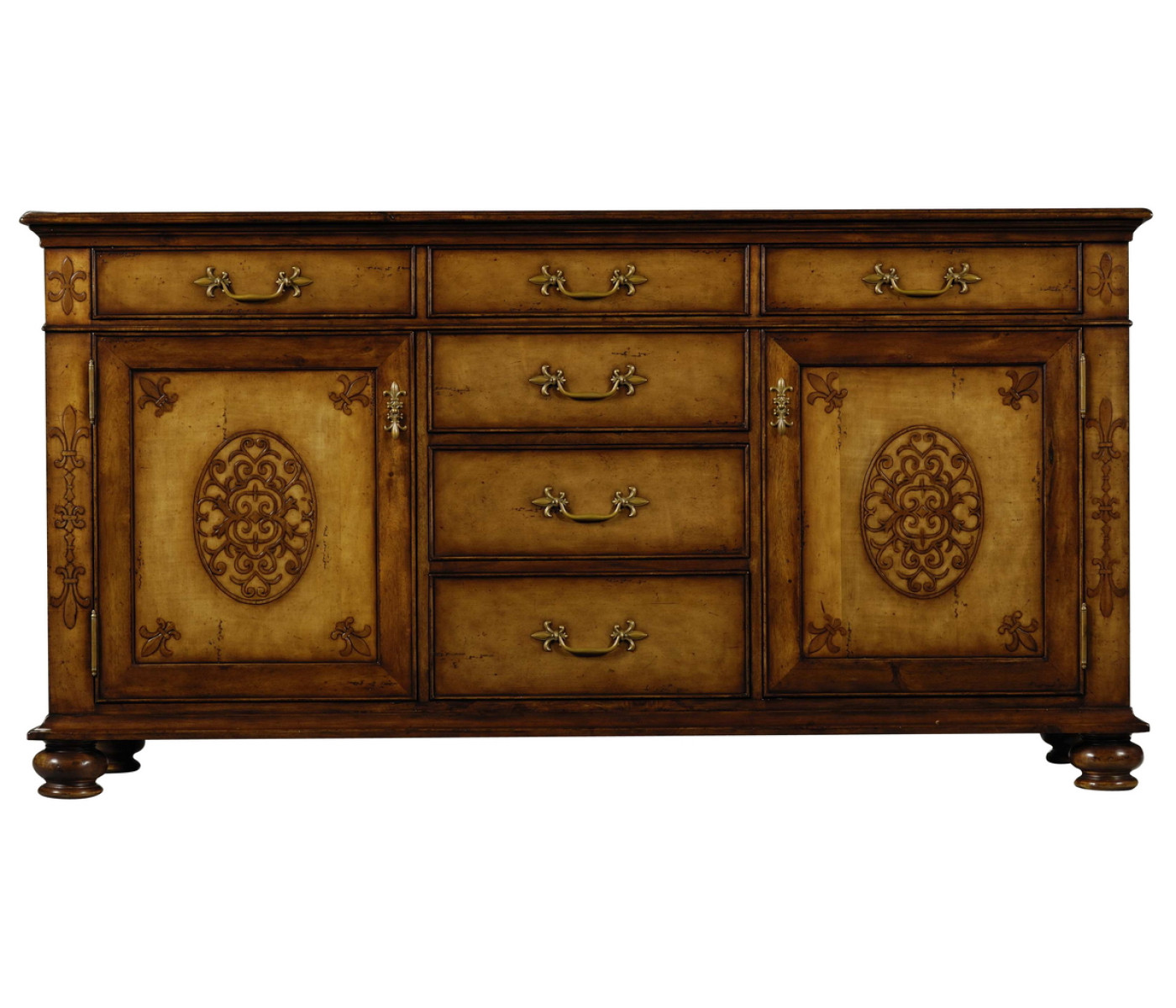 Raised veneer sideboard