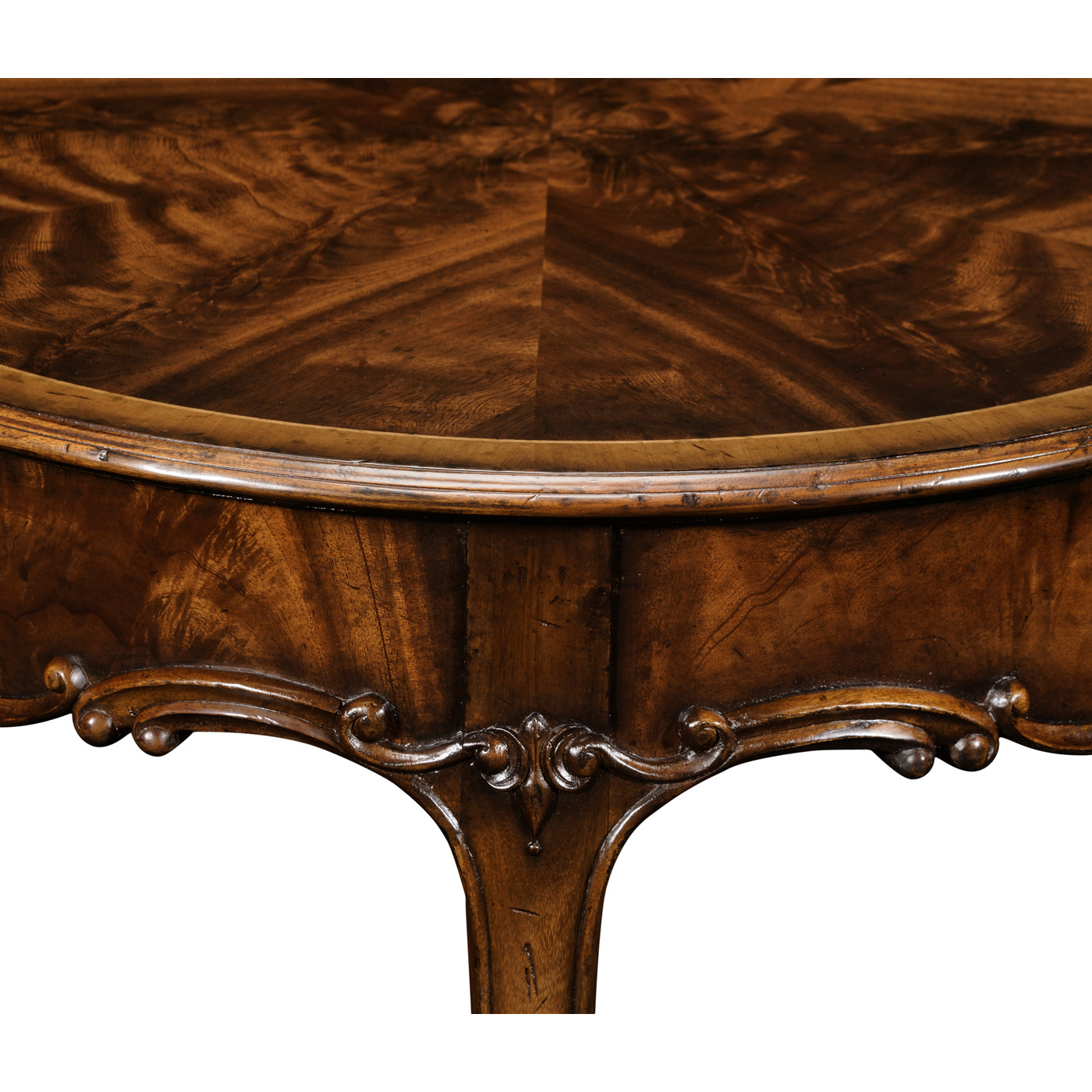 Mahogany Three Legged Round Side Table Scallop Shells