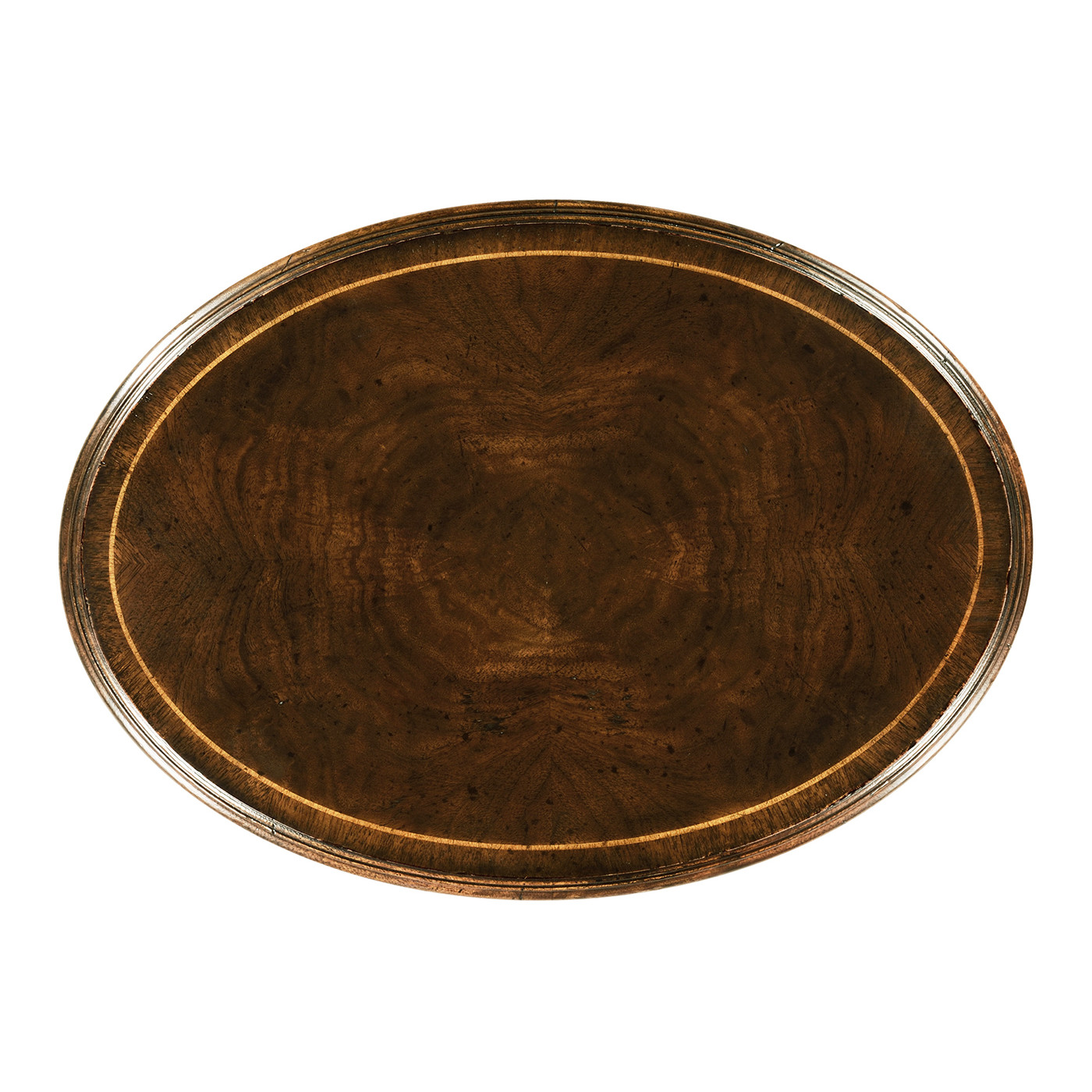 Dark walnut oval lamp table