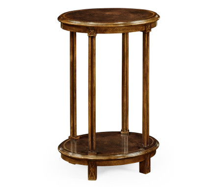 Dark walnut oval lamp table