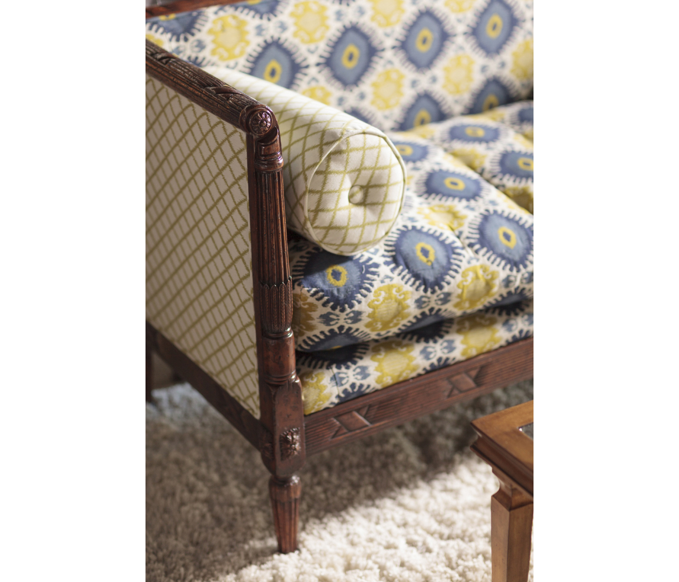 Regency Style Walnut Upholstered Settee