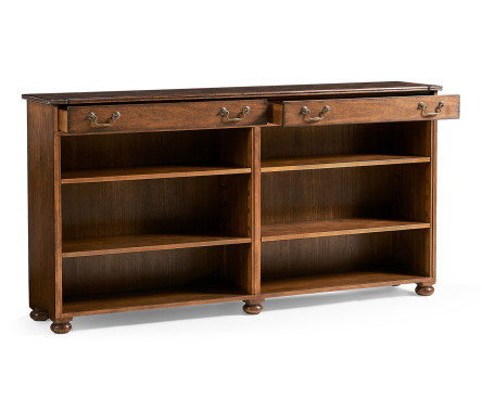 Walnut Oyster Double Open Bookcase