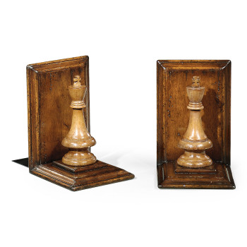 Pair of King Walnut Chess Piece Bookends