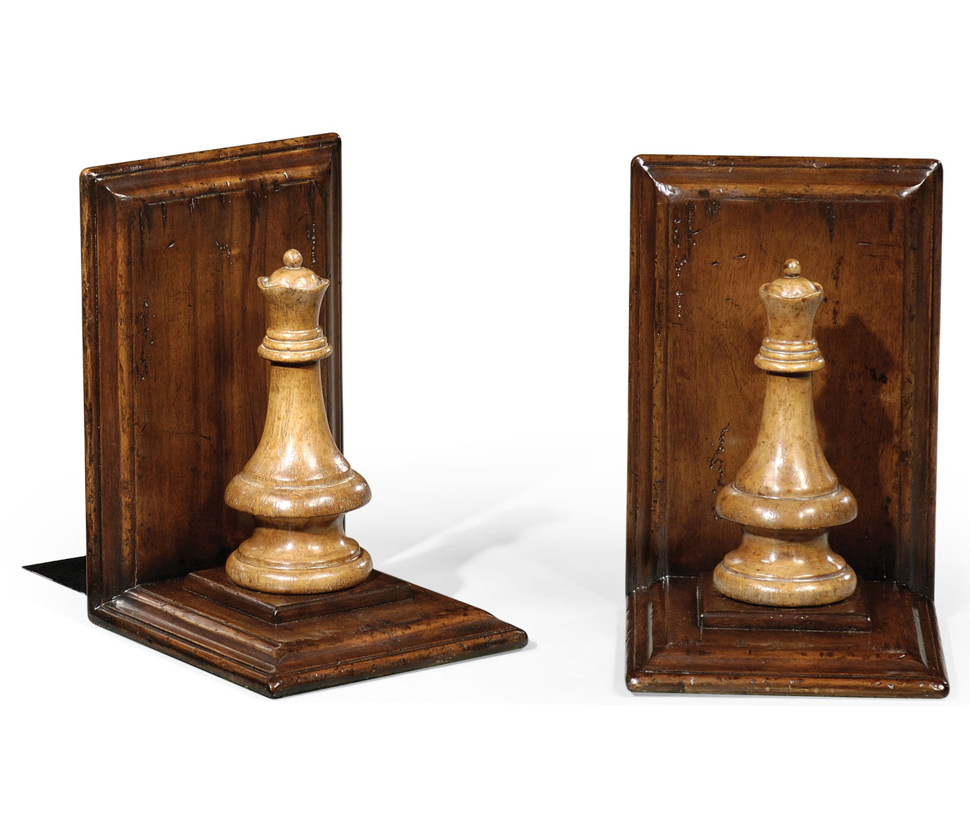 Pair of Queen Walnut Chess Piece Bookends