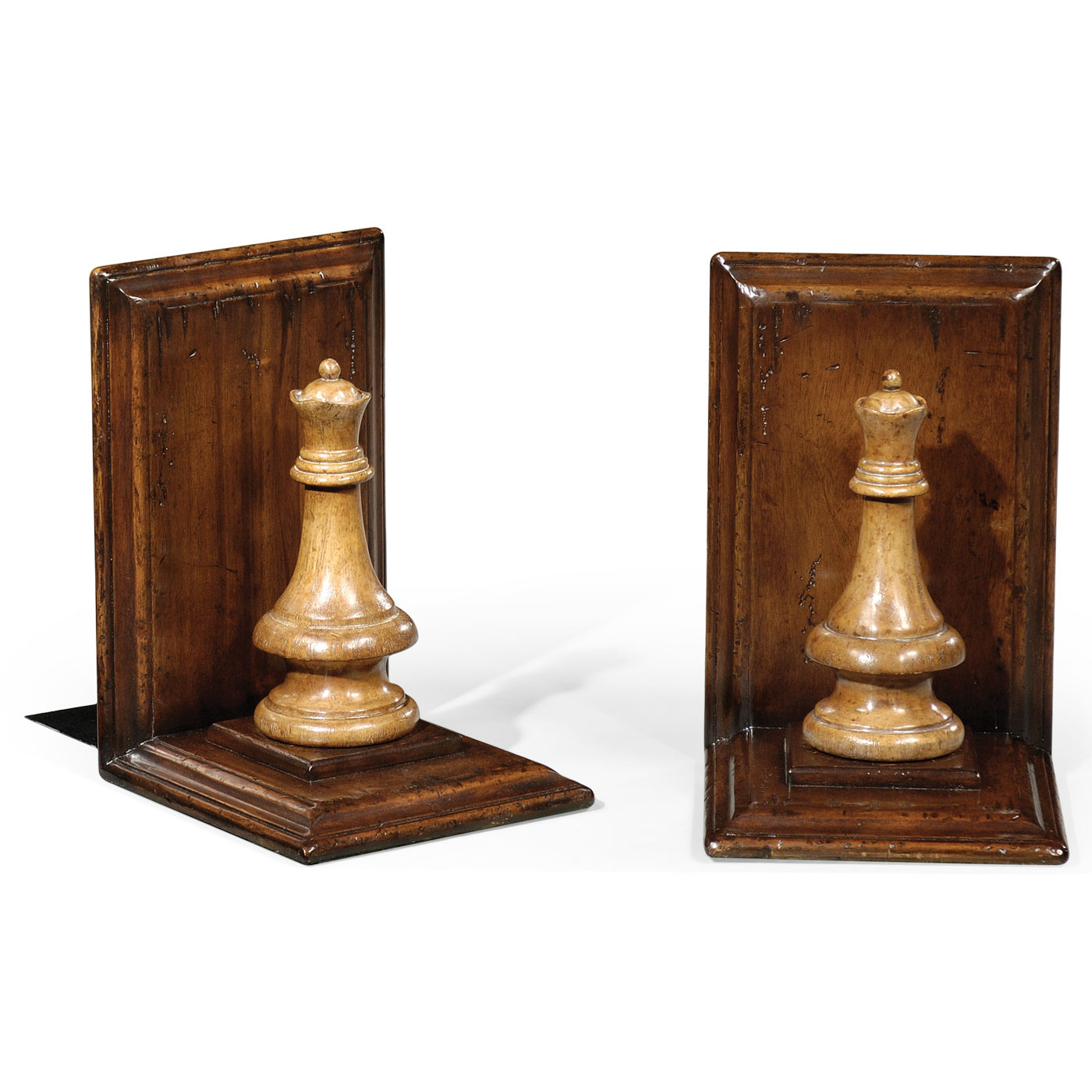 Pair of Queen Walnut Chess Piece Bookends