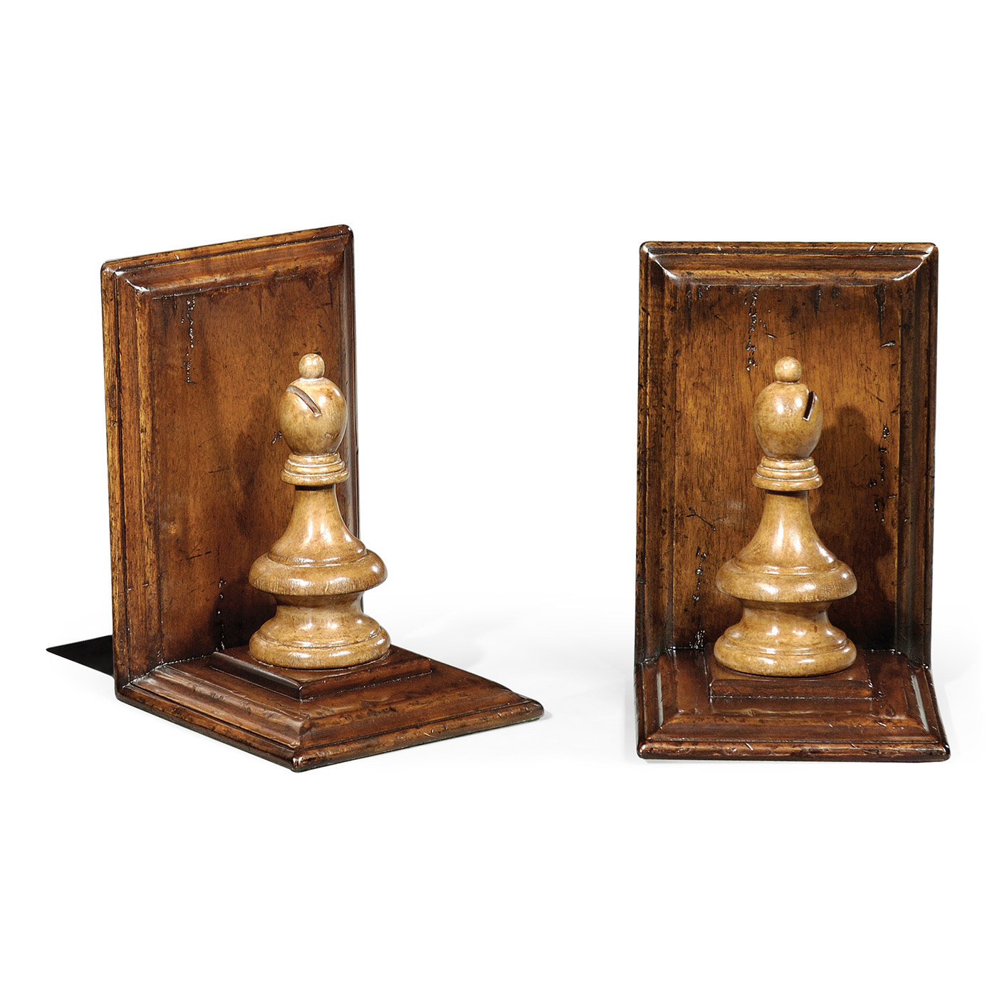 Pair of Bishop Walnut Chess Piece Bookends