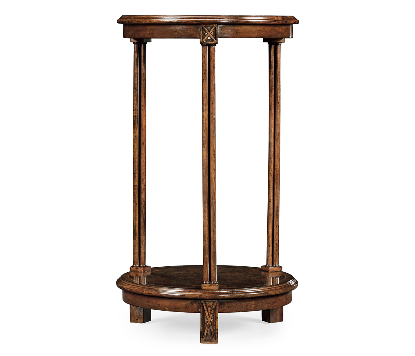 Dark walnut round lamp table