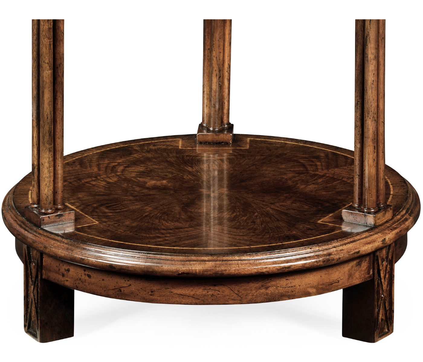 Dark walnut round lamp table