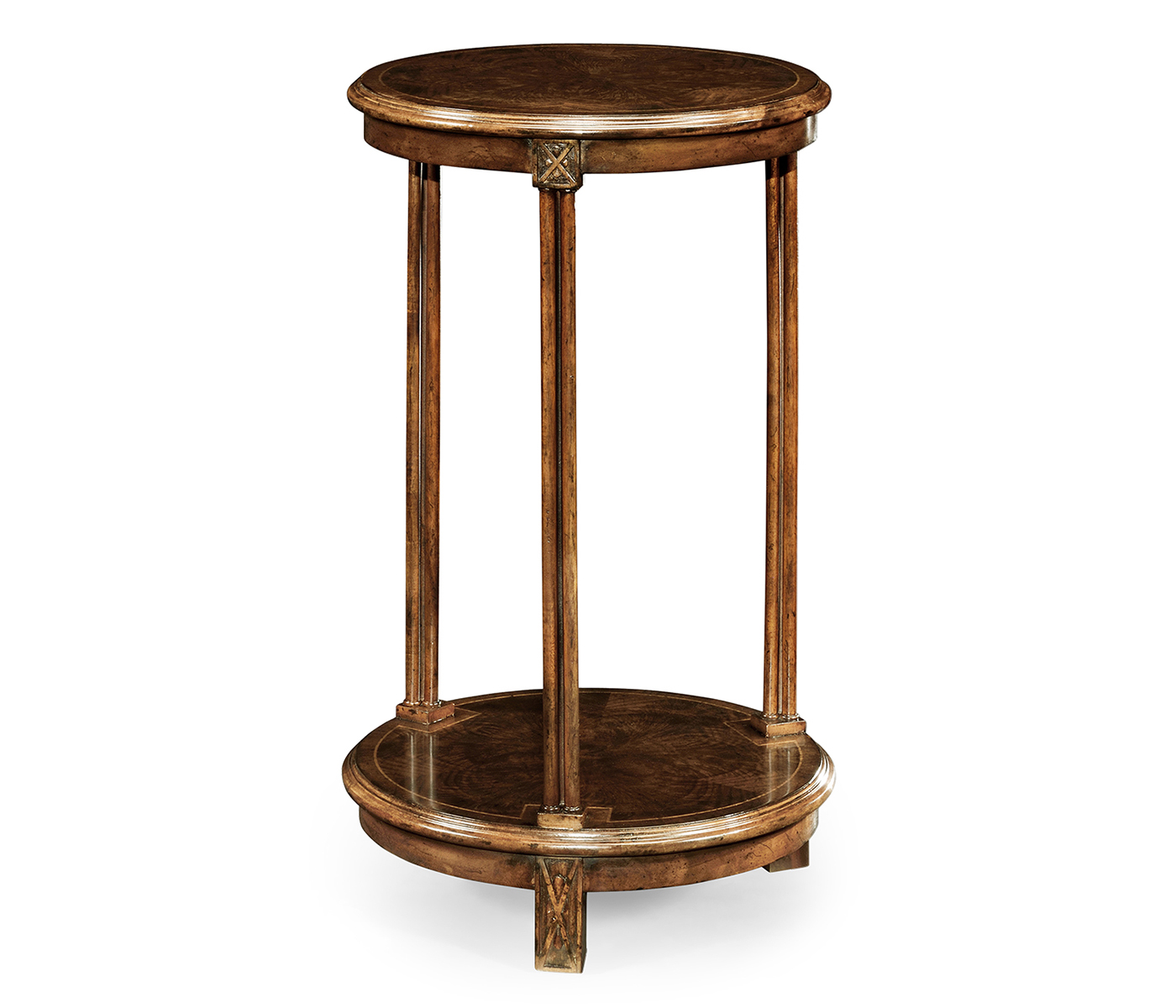 Dark walnut round lamp table