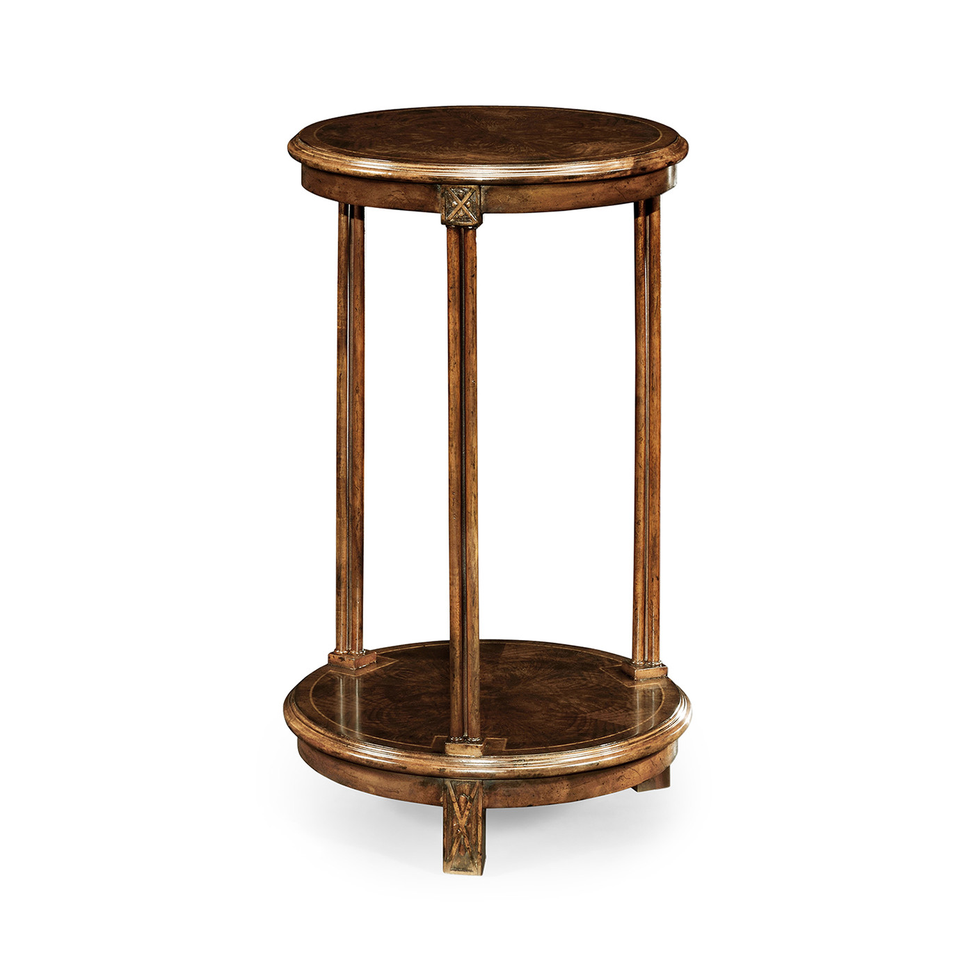 Dark walnut round lamp table