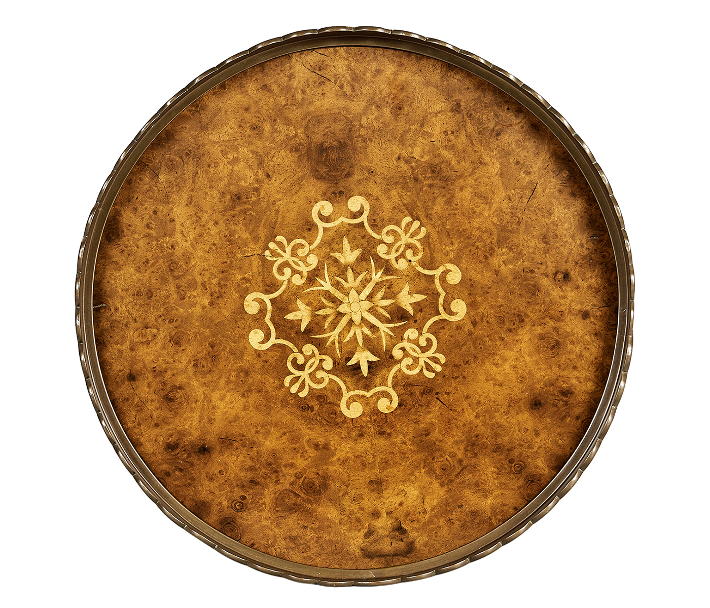 Large Circular Seaweed Marquetry Tray