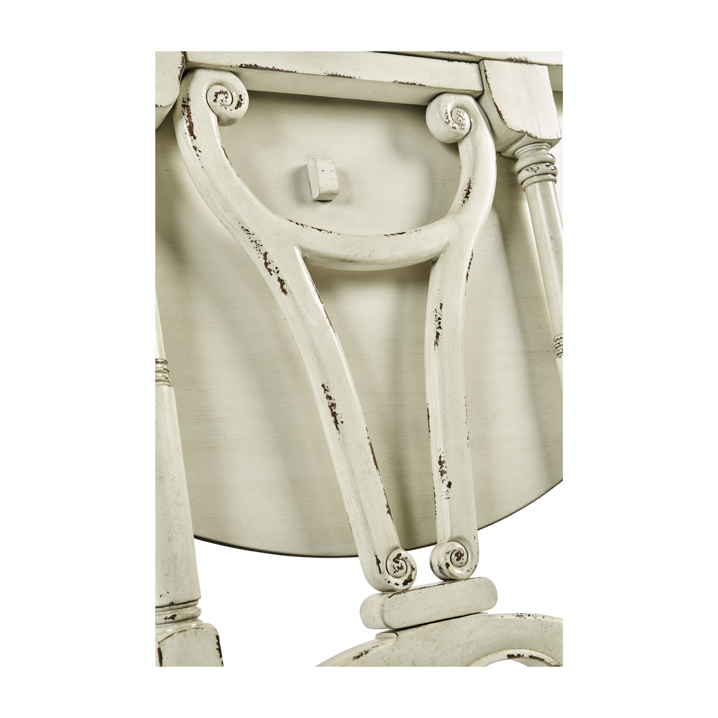 White rub-through tilt top table