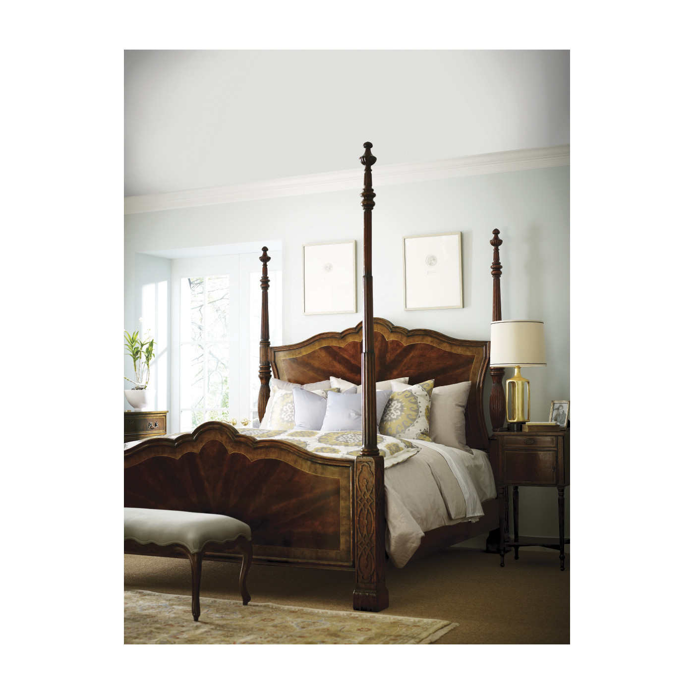 Four Poster Mahogany UK Queen Bed
