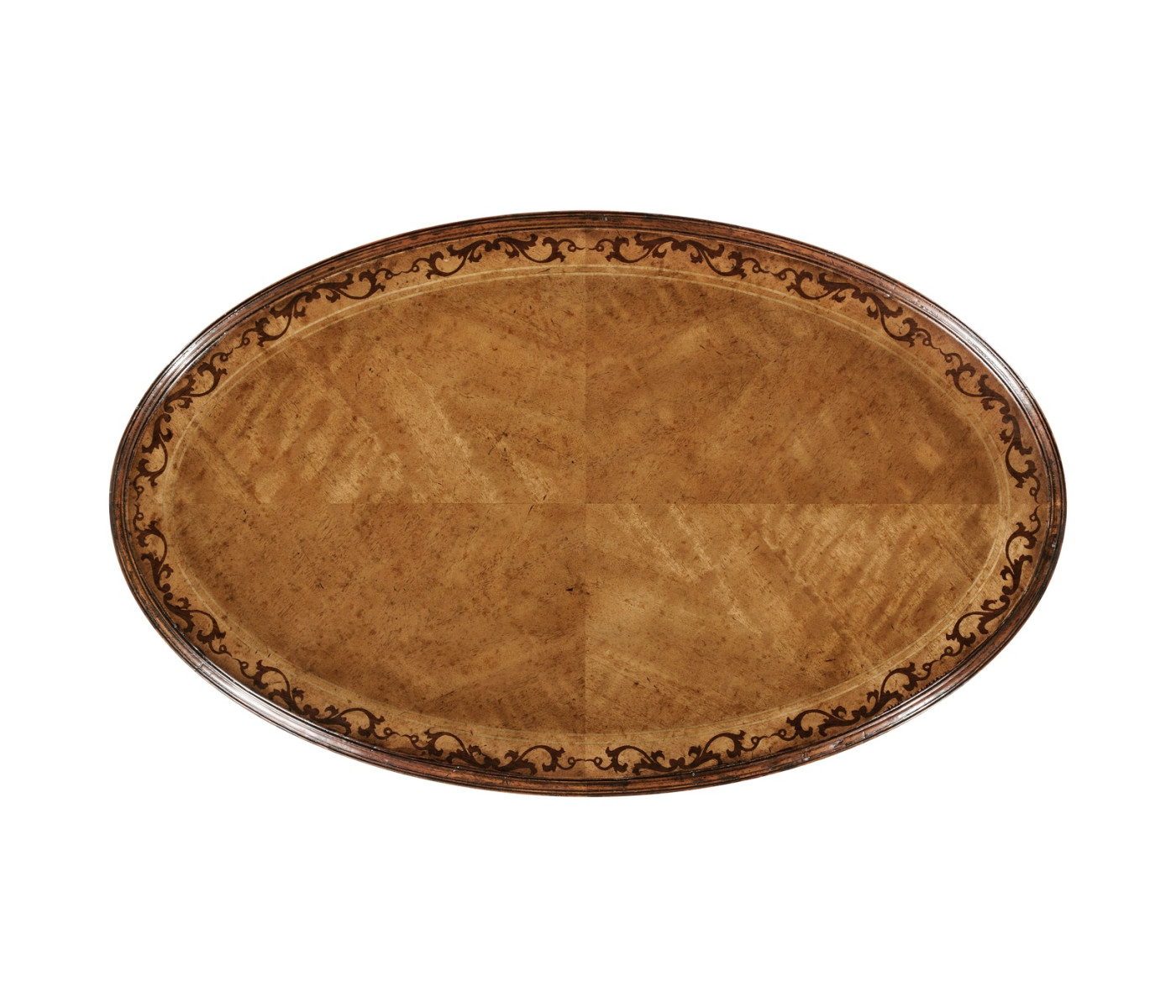 Walnut & satinwood oval lamp table