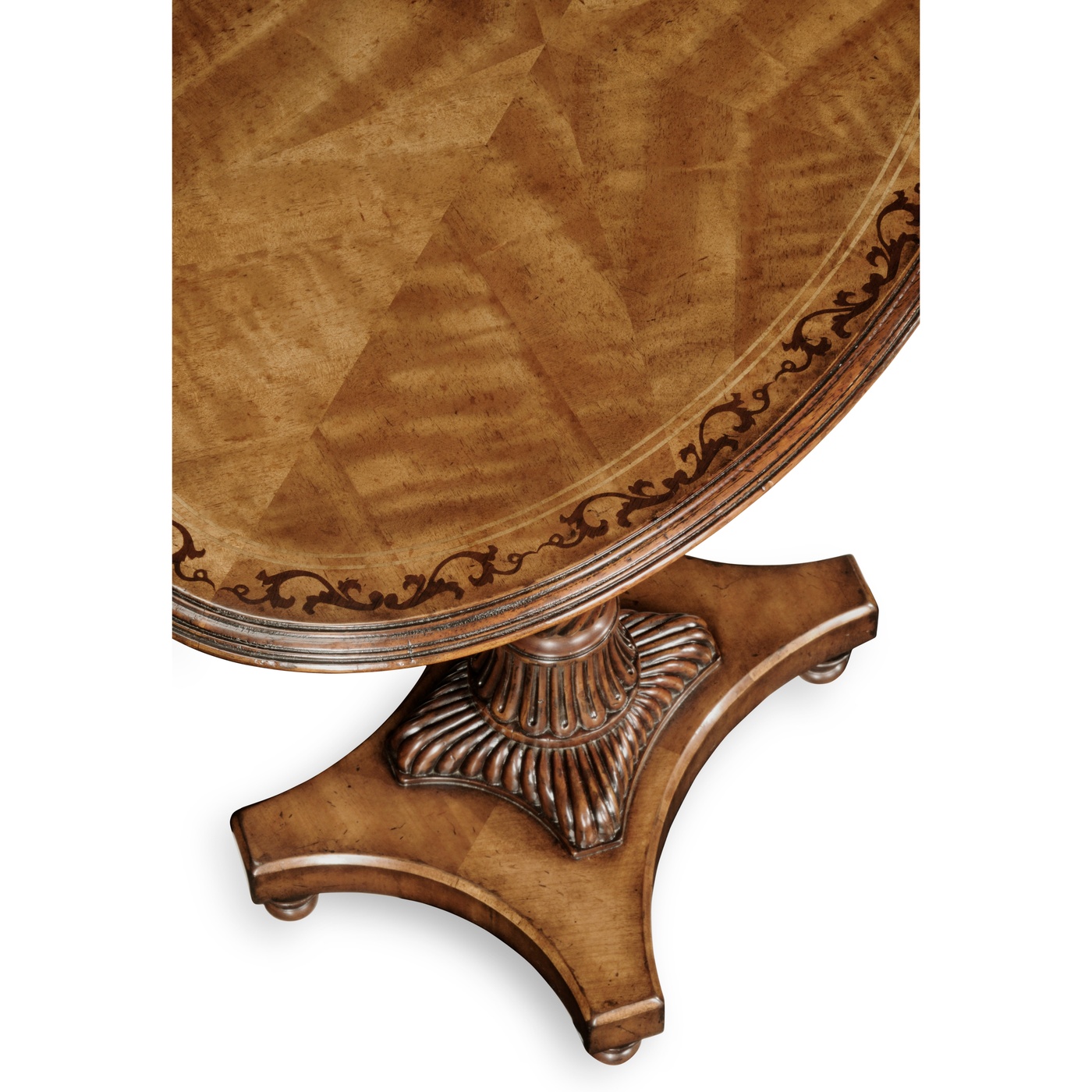 Walnut & satinwood oval lamp table