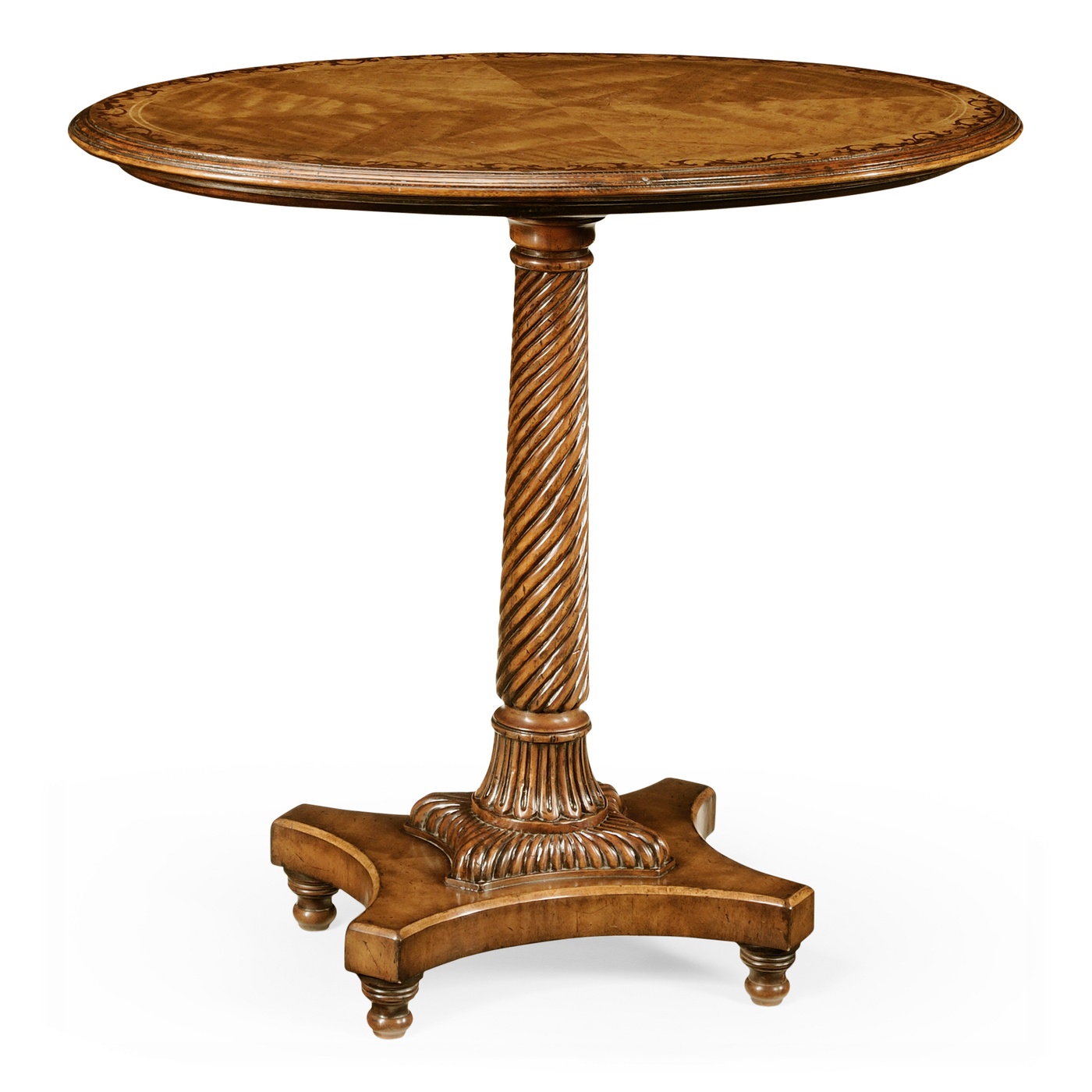 Walnut & satinwood oval lamp table
