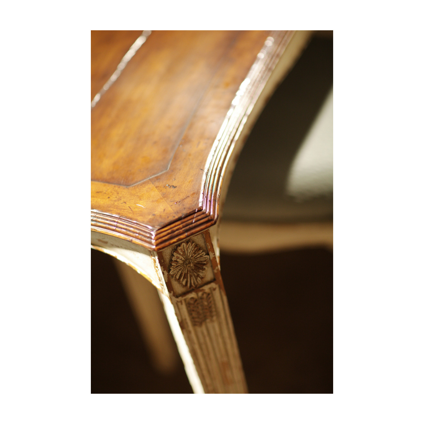 White Rub-Through Dining Table 92