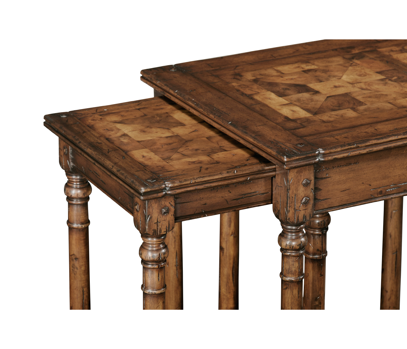 Walnut Oyster Parquet Nest of Tables