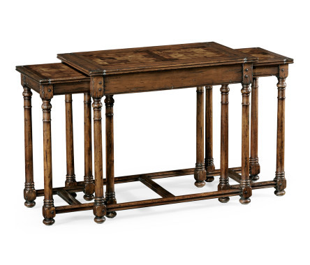 Walnut Oyster Parquet Nest of Tables