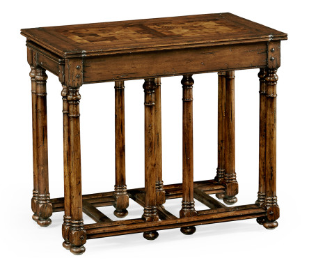 Walnut Oyster Parquet Nest of Tables
