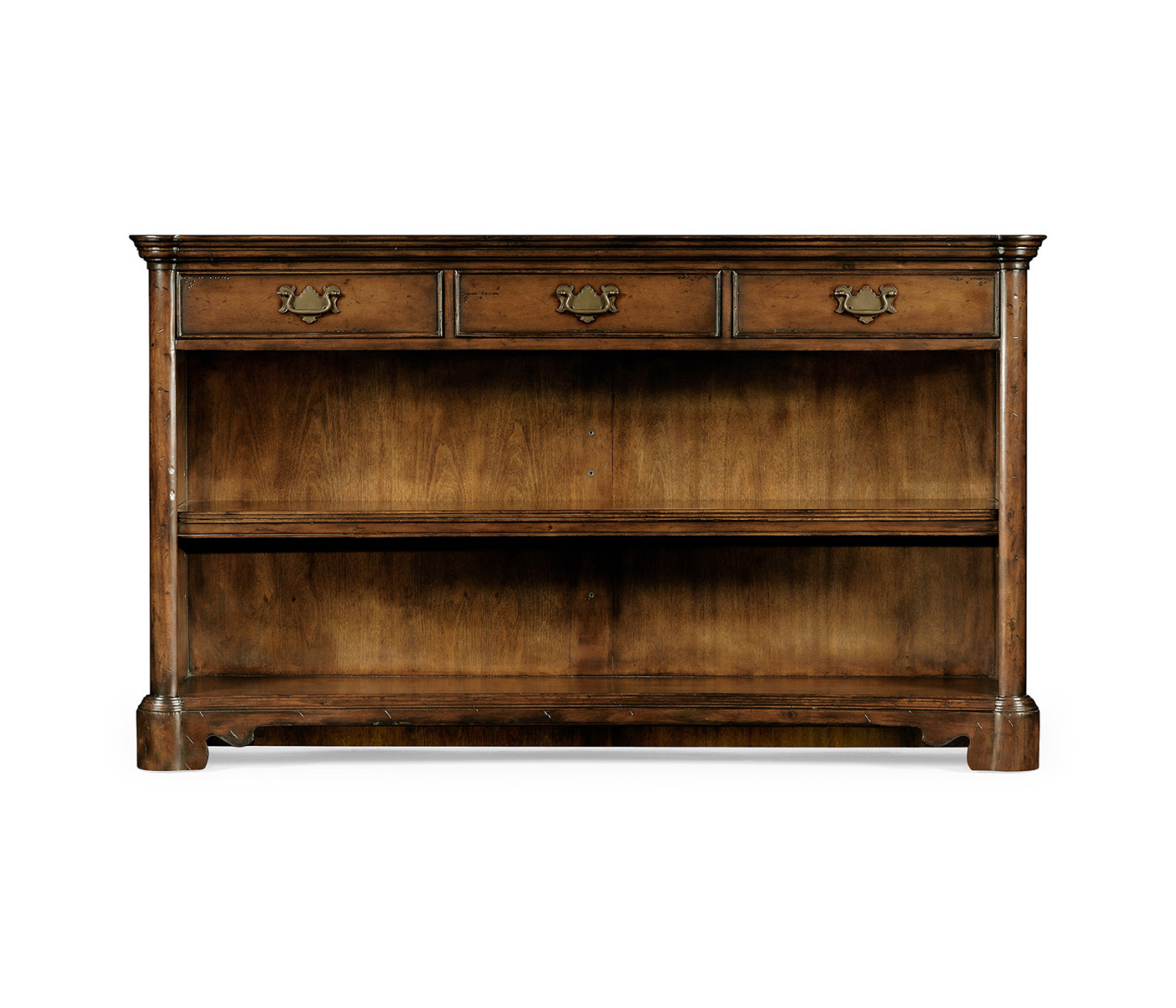 Low Walnut Open Bookcase