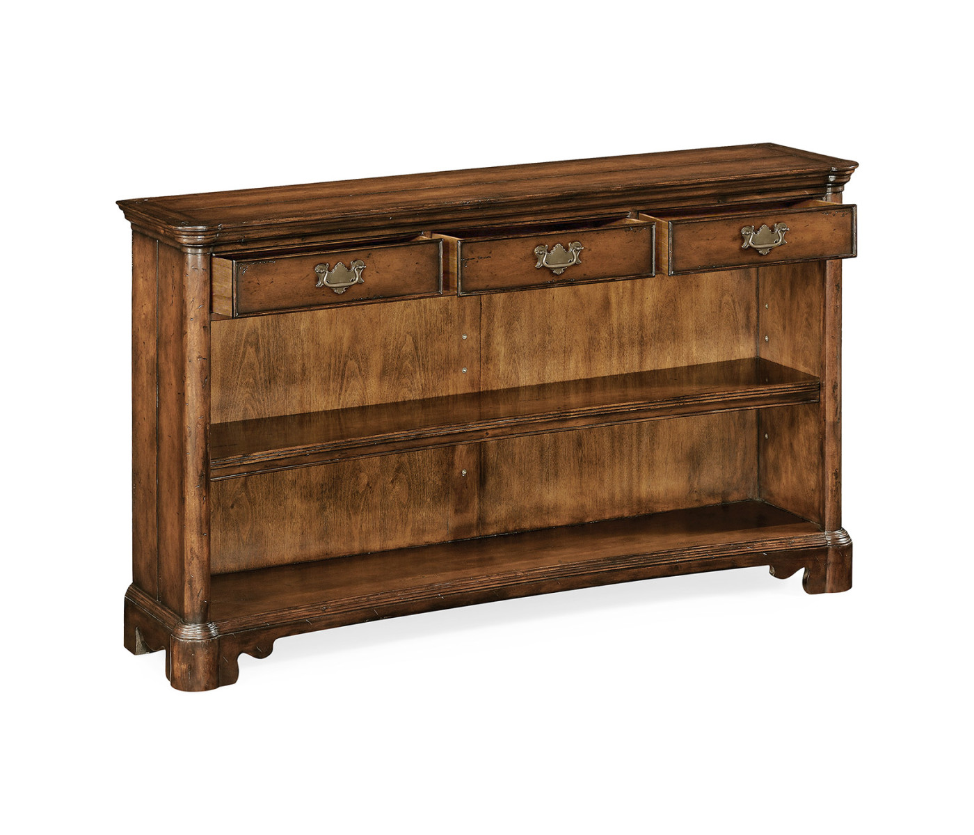 Low Walnut Open Bookcase